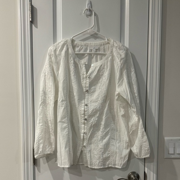 J. Jill Small White Button Up Blouse - Picture 1 of 5